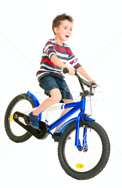 [[stock_photo]]: Heureux · méchant · peu · garçon · équitation · vélo