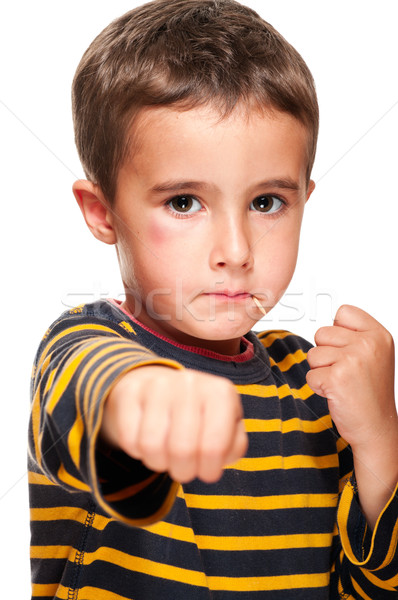 Little bully with toothpick and black eye attack Stock photo © pekour