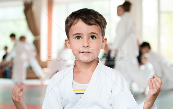 Wenig Junge Kimono Meditation Wettbewerb Aikido Stock foto © pekour