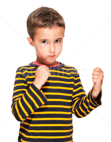 Little bully boy with black eye in fighting stance Stock photo © pekour