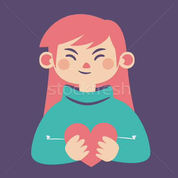 Cute Girl Holding a Heart Stock photo © penguinline