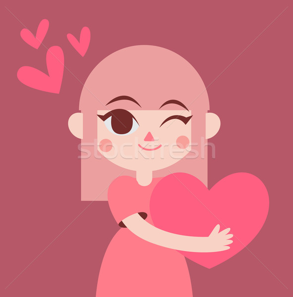 Cute Girl Holding a Big Heart Stock photo © penguinline