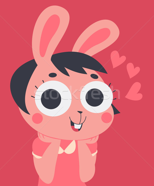 Cute Bunny in Love With Hands on Chin Stock photo © penguinline