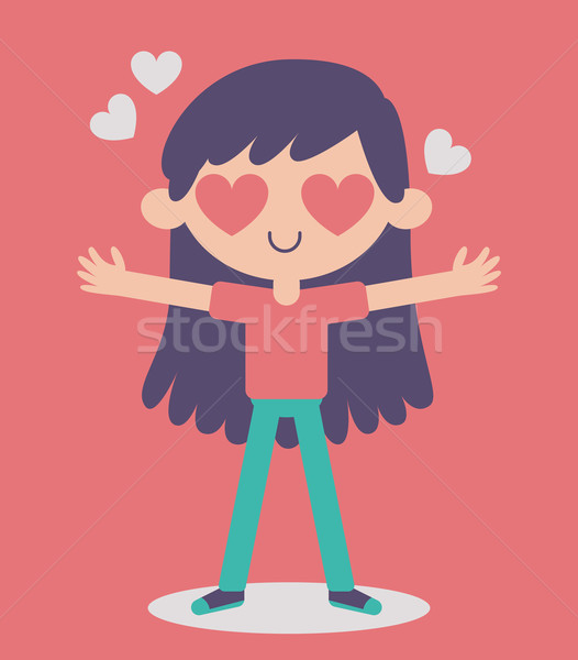 Cute девушки Crazy любви Cartoon открытых Сток-фото © penguinline