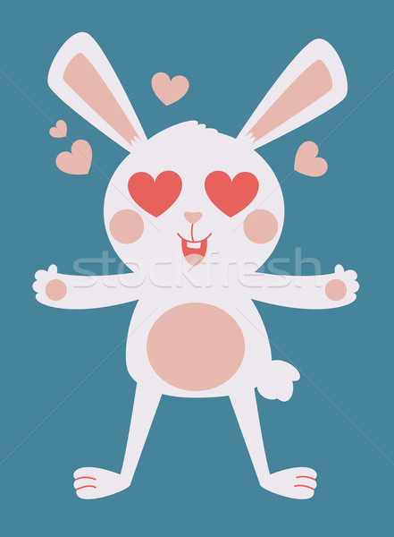 Cute Bunny Crazy in Love Stock photo © penguinline
