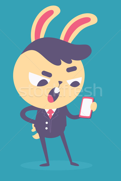 бизнеса Bunny говорить телефон Cartoon Сток-фото © penguinline
