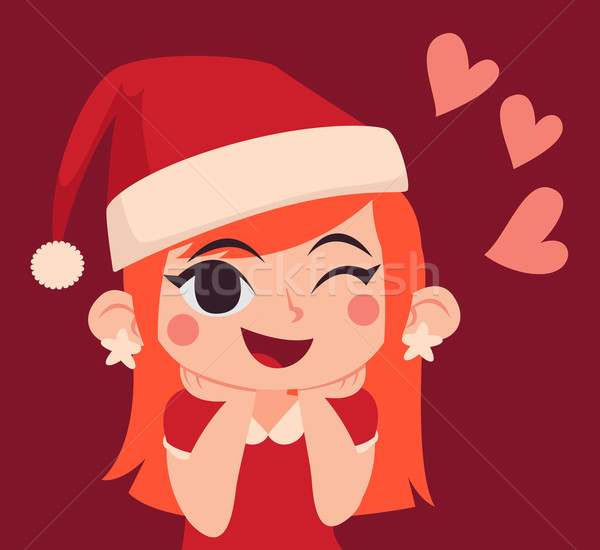 Рождества девушки любви Cartoon мышления улыбка Сток-фото © penguinline