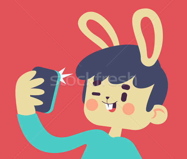 Cute Bunny Cartoon сотового телефона Сток-фото © penguinline
