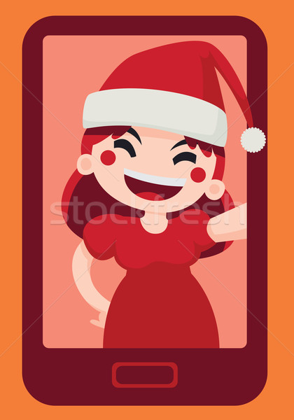 Christmas Girl Taking a Selfie Stock photo © penguinline