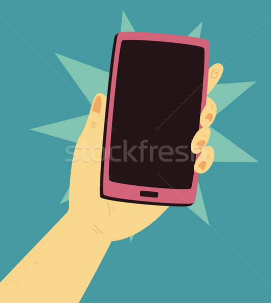 Cartoon стороны смартфон вверх изолированный Сток-фото © penguinline