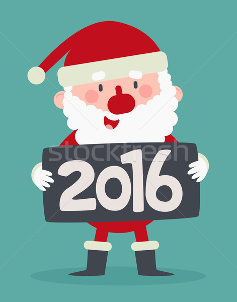 Cute Santa Holding a 2016 New Year Sign Stock photo © penguinline