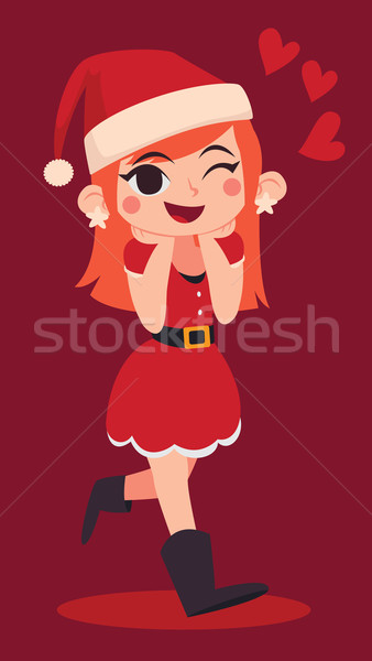 Christmas Girl Walking and Spreading Love Stock photo © penguinline