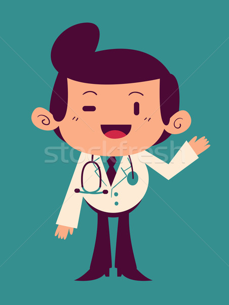 Happy Cartoon Doctor Waving Stock photo © penguinline