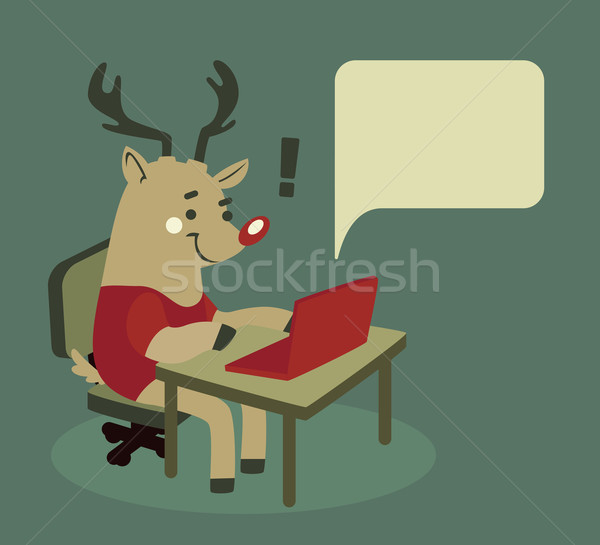 Rudolph the Reindeer Using a Notebook Stock photo © penguinline