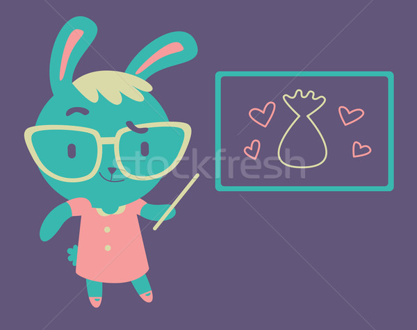 Cute Bunny Kindergarten Teacher Stock photo © penguinline