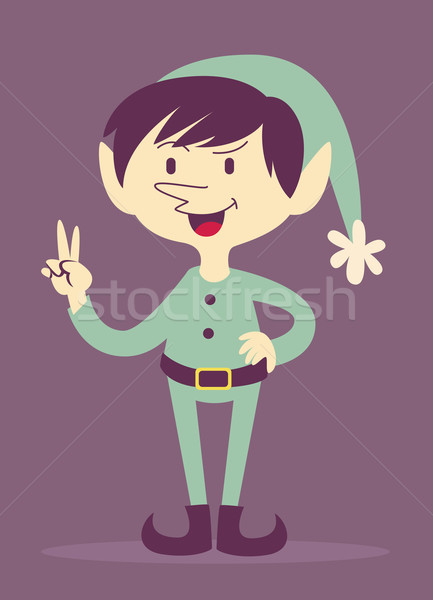 Cool Cartoon Elf Making a Peace Sign Stock photo © penguinline