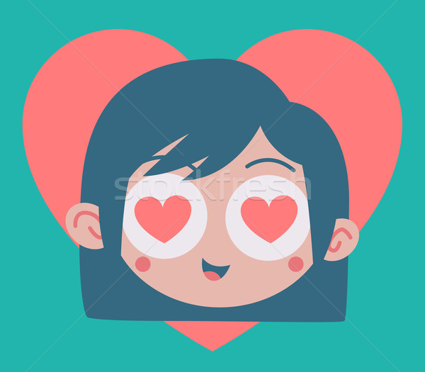 girl with heart eyes cartoon