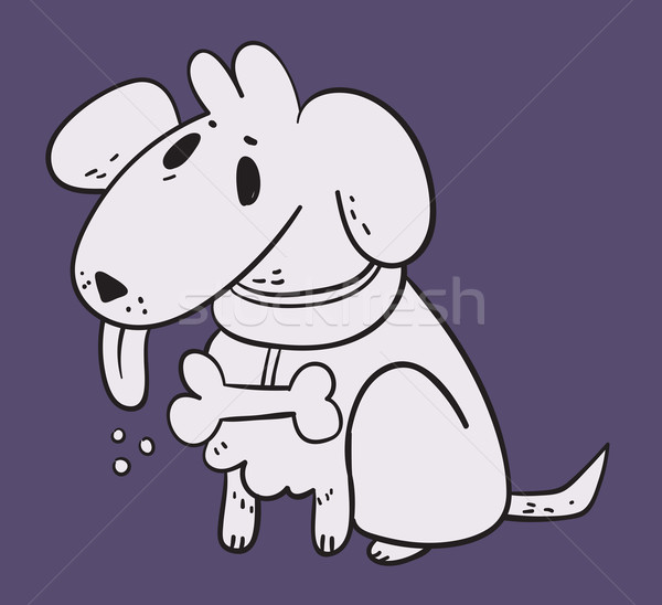 белый собака Purple рисованной Cartoon карандашом Сток-фото © penguinline
