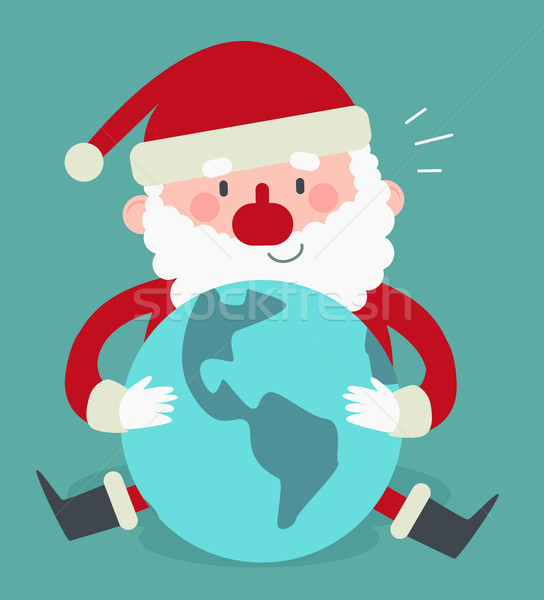 Cute Santa Sitting and Holding the World Stock photo © penguinline