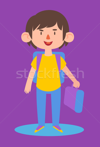 Cute Boy Ready to go Back to School Stock photo © penguinline