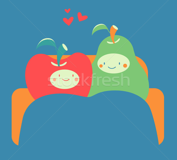 Cozy Fruit Couple on Sofa Stock photo © penguinline
