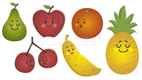 счастливым плодов набор шесть вектора Сток-фото © penguinline