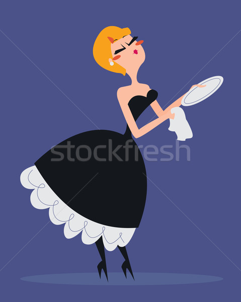 Vintage Woman Washing the Dishes Stock photo © penguinline