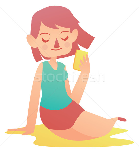 Relaxing Girl Holding a Cell Phone Stock photo © penguinline