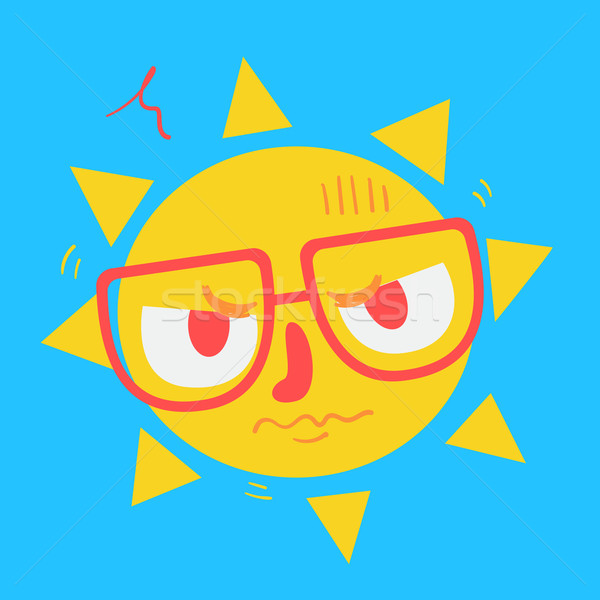 Cute Geek Sun Looking Angry Stock photo © penguinline