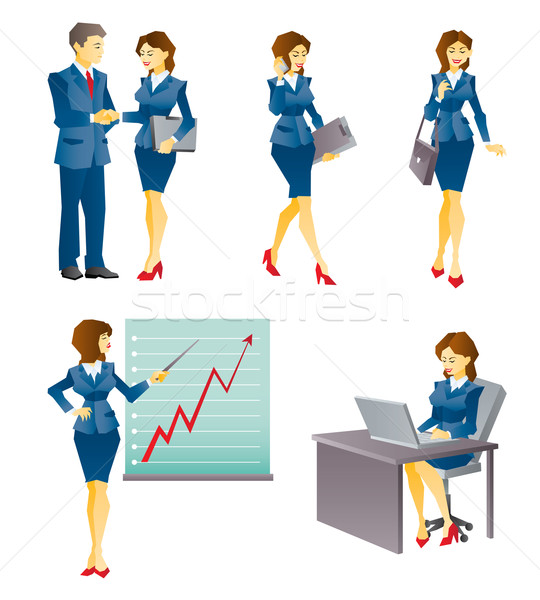 Business woman Illustration unterschiedlich Business Arbeit Situation Stock foto © penivajz
