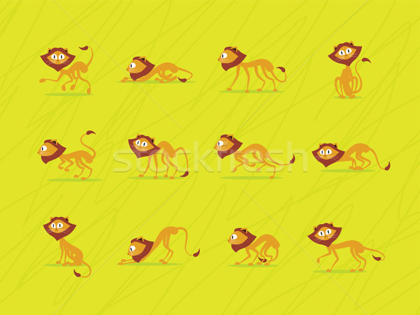 Grünen Illustration cute Löwen Dutzend Hintergrund Stock foto © penivajz