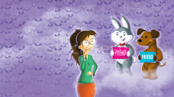 Mädchen wählen wirklich Freunde Illustration Freund Stock foto © penivajz