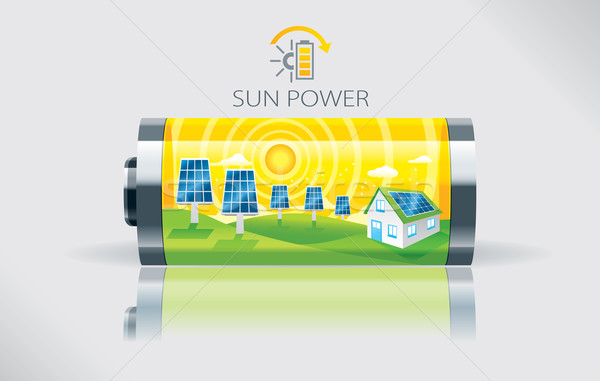Sonne Batterie Illustration groß grünen Stock foto © penivajz