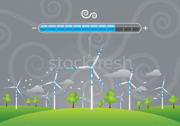 Eco energie ilustrare verde câmp copaci Imagine de stoc © penivajz