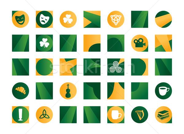 Stockfoto: Ierse · symbolen · illustratie · oranje · groene · bier