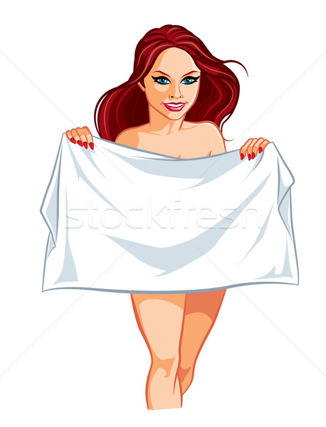 Сток-фото: девушки · полотенце · иллюстрация · красивая · девушка · белый · женщины