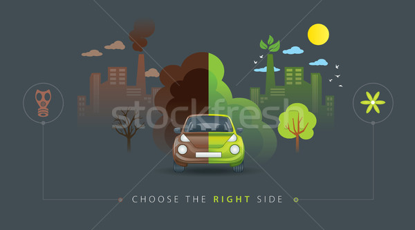Grünen braun Hälfte Auto Illustration Stadt Stock foto © penivajz