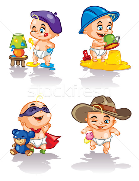 Süß Babys spielen Illustration funny interessant Stock foto © penivajz