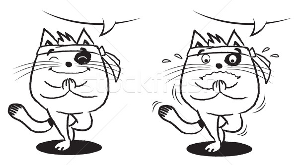 Namaste kat positie illustratie zwart wit Stockfoto © penivajz