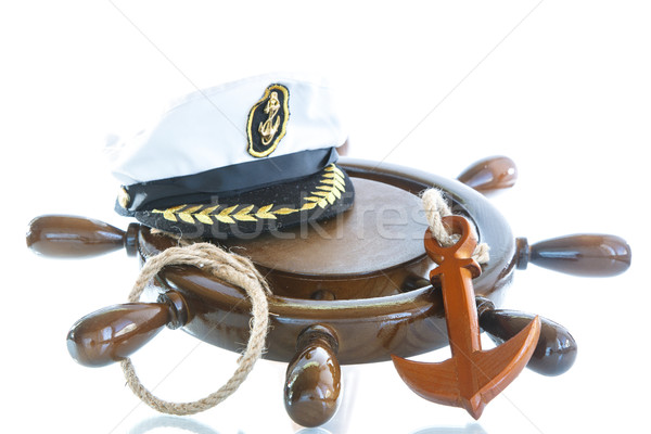 Decorative wooden ship anchored at the helm Stock photo © Peredniankina