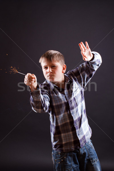 boy with sparklers Stock photo © Peredniankina