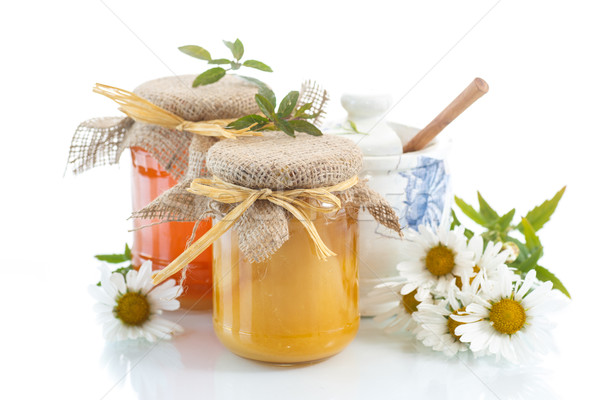 Honing vitamine vers glas jar witte Stockfoto © Peredniankina