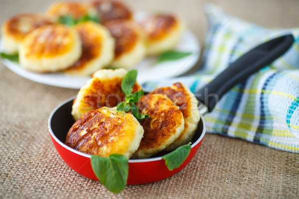 Foto stock: Frito · queijo · frigideira · tabela · comida · fundo