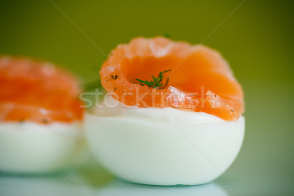 boiled eggs with salt red fish Stock photo © Peredniankina