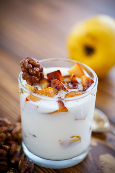 sweet yogurt with baked quince Stock photo © Peredniankina