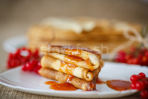 pancakes with jam viburnum Stock photo © Peredniankina