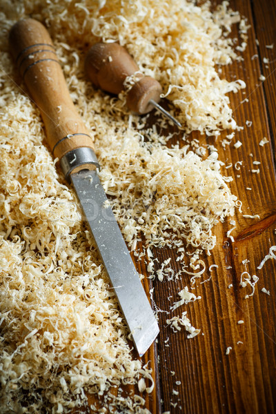 Woodworking tools. Chisel with sawdust . Stock photo © Peredniankina