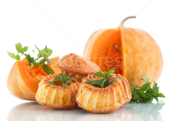 Kürbis Muffins süß mint weiß Essen Stock foto © Peredniankina