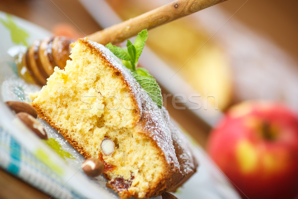 sponge cake with dried apricots and almonds Stock photo © Peredniankina