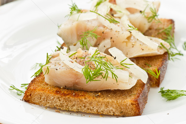 salted mackerel with grilled toast Stock photo © Peredniankina